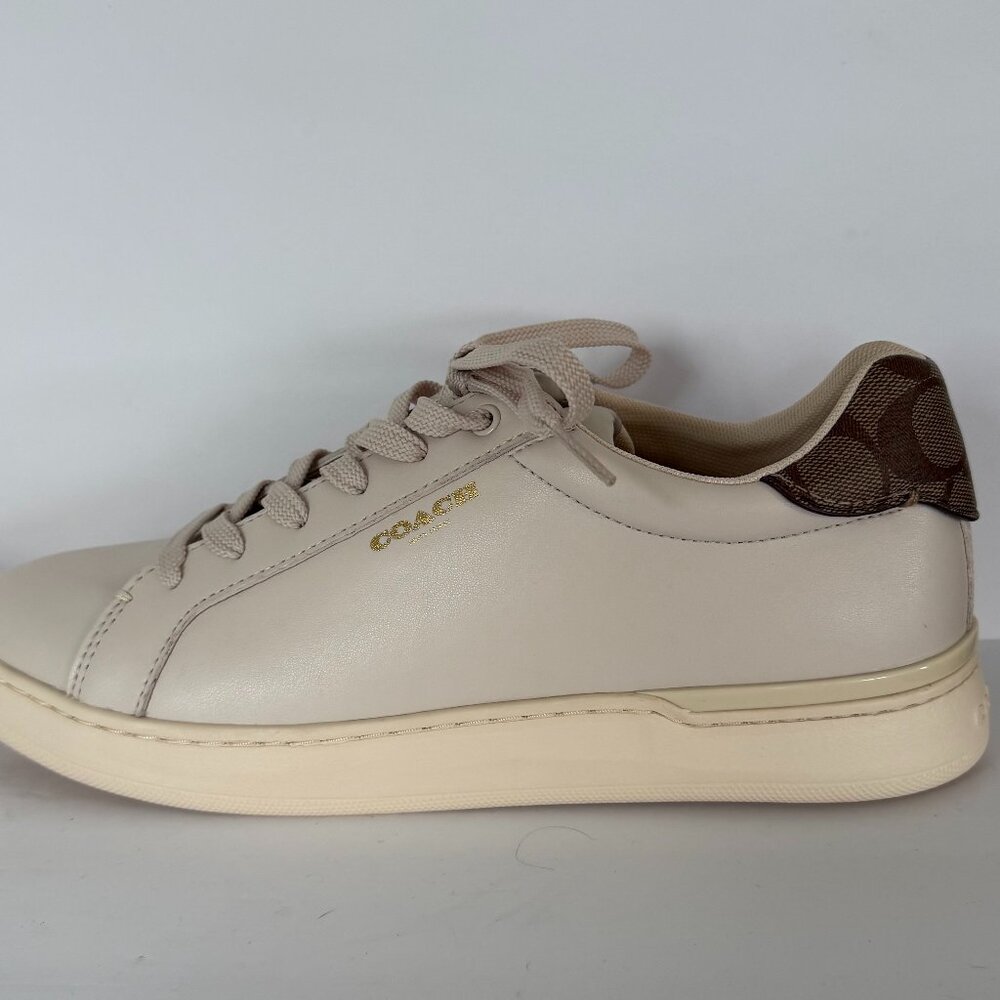 Coach Women's Clip Leather Low Top Sneaker Size 11B NEW Cream/Brown Monogram - Picture 10 of 11